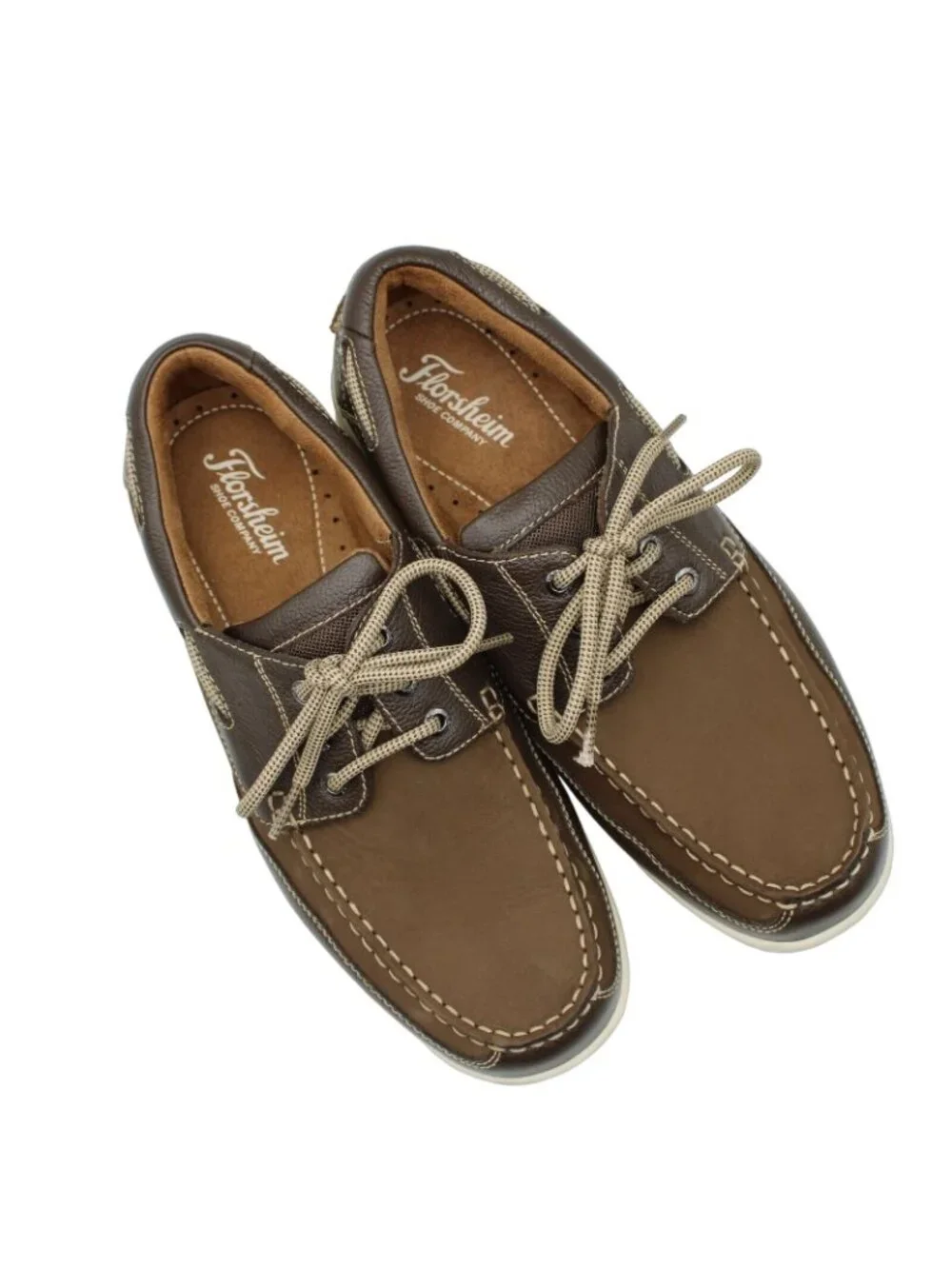 Florsheim Mens Lakeside Oxford Boat Shoes Brown Nubuck Size 9W Minimally Worn